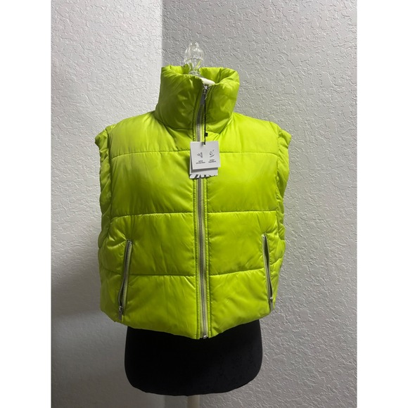Zara Jackets & Blazers - Zara Neon Lime Green Puffer Vest Water Repellent Wind Protection NWT Large